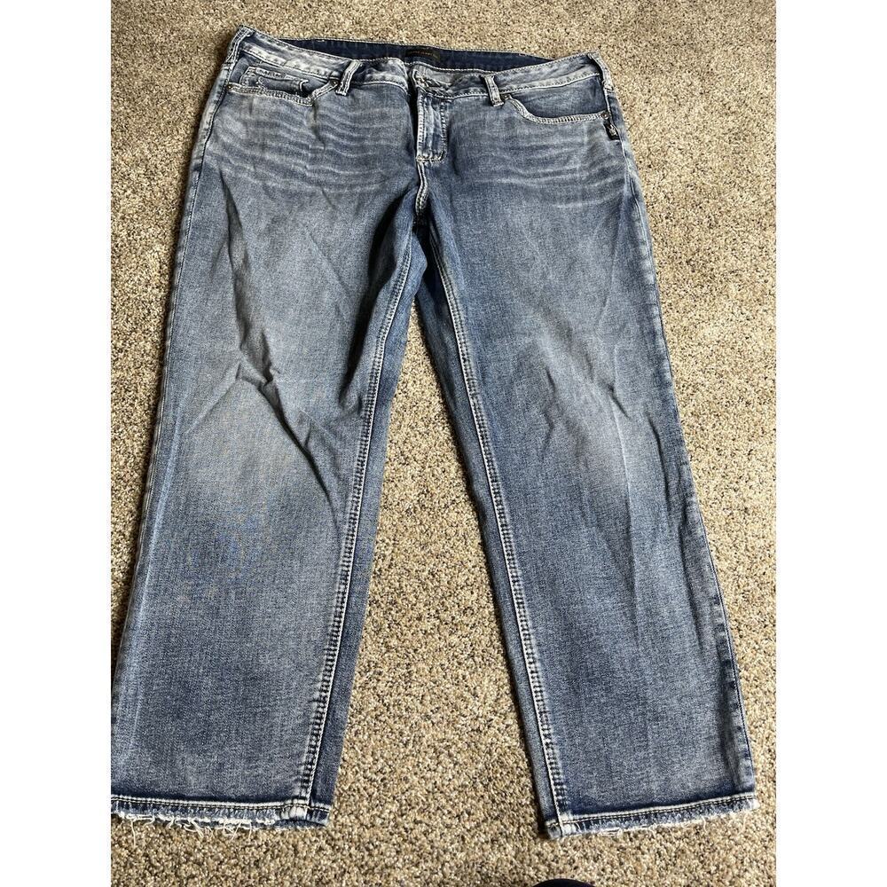 Silver Jeans Co. Womens Elyse Slim Crop Jeans Size 14 Denim Blue 25in Inseam